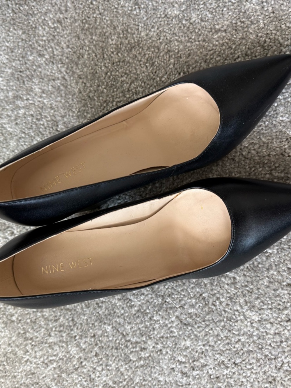 Nine West Black Pointed-Toe Leather-Look Pumps